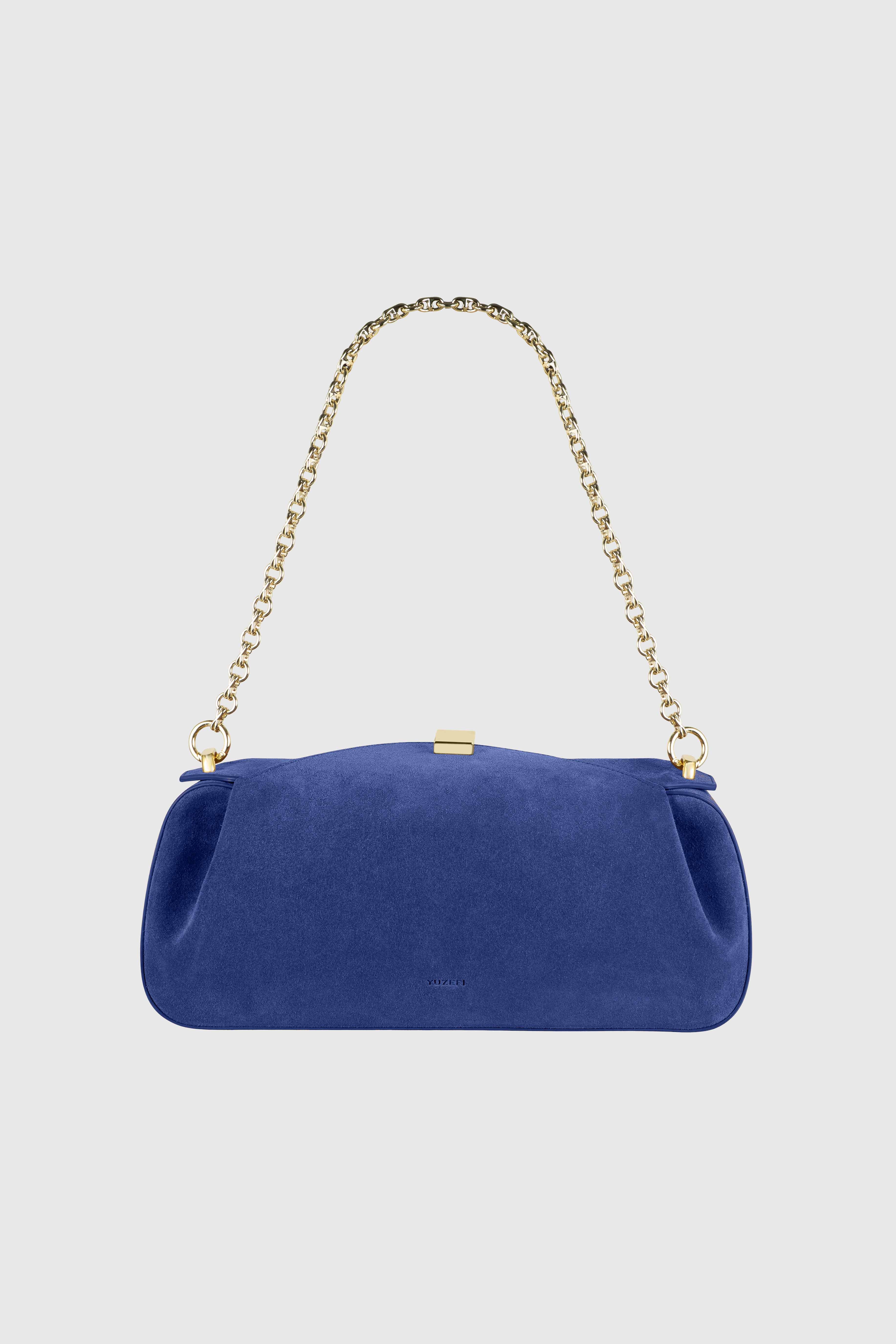 OYSTER CLUTCH - BLUE SUEDE