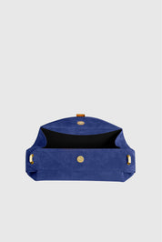 OYSTER CLUTCH - BLUE SUEDE