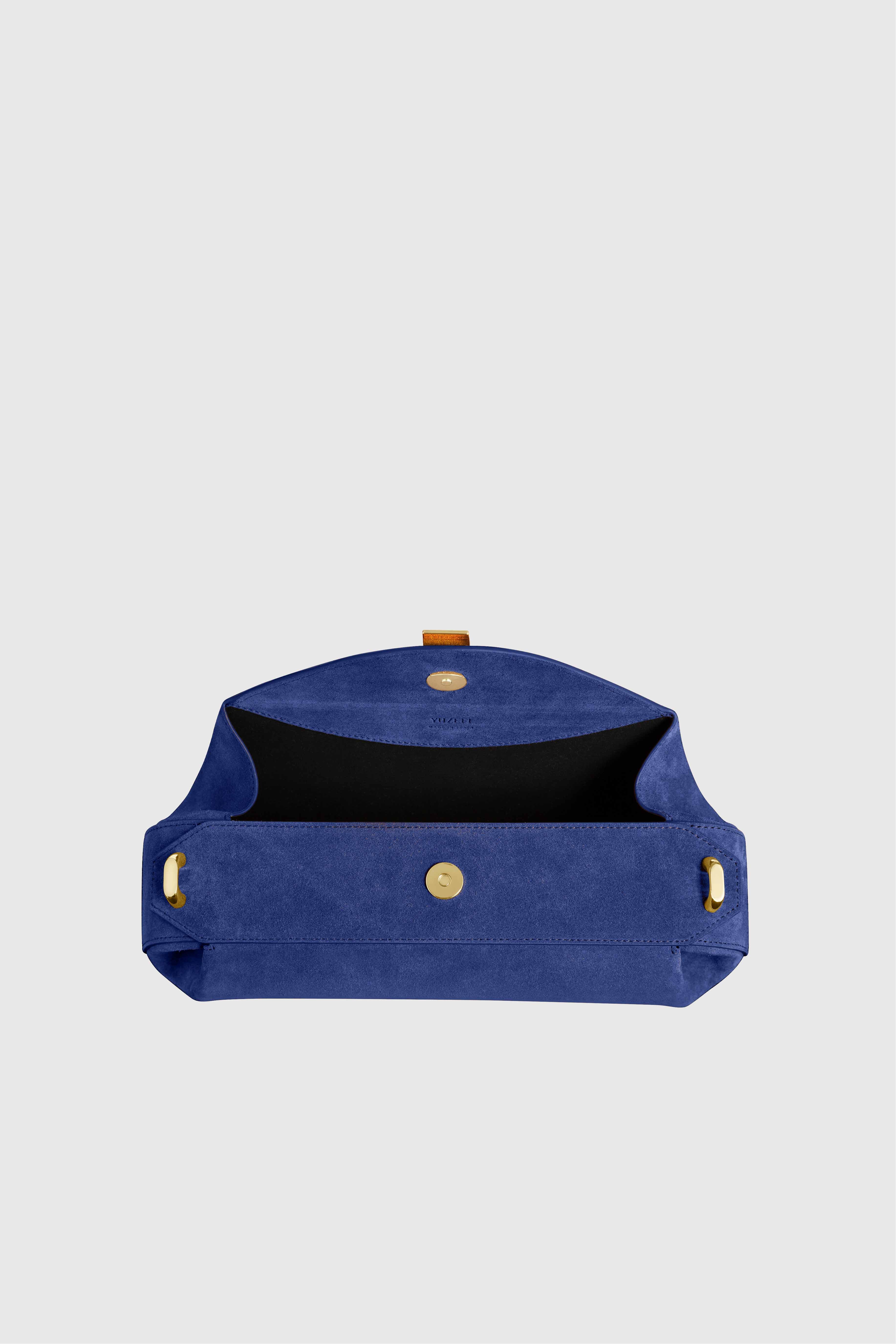 OYSTER CLUTCH - BLUE SUEDE