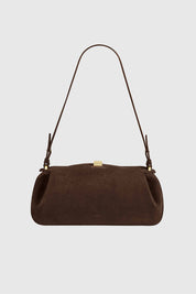 OYSTER CLUTCH - CHOCOLATE SUEDE