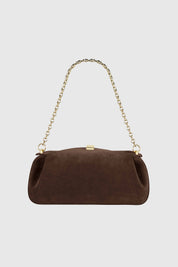 OYSTER CLUTCH - CHOCOLATE SUEDE