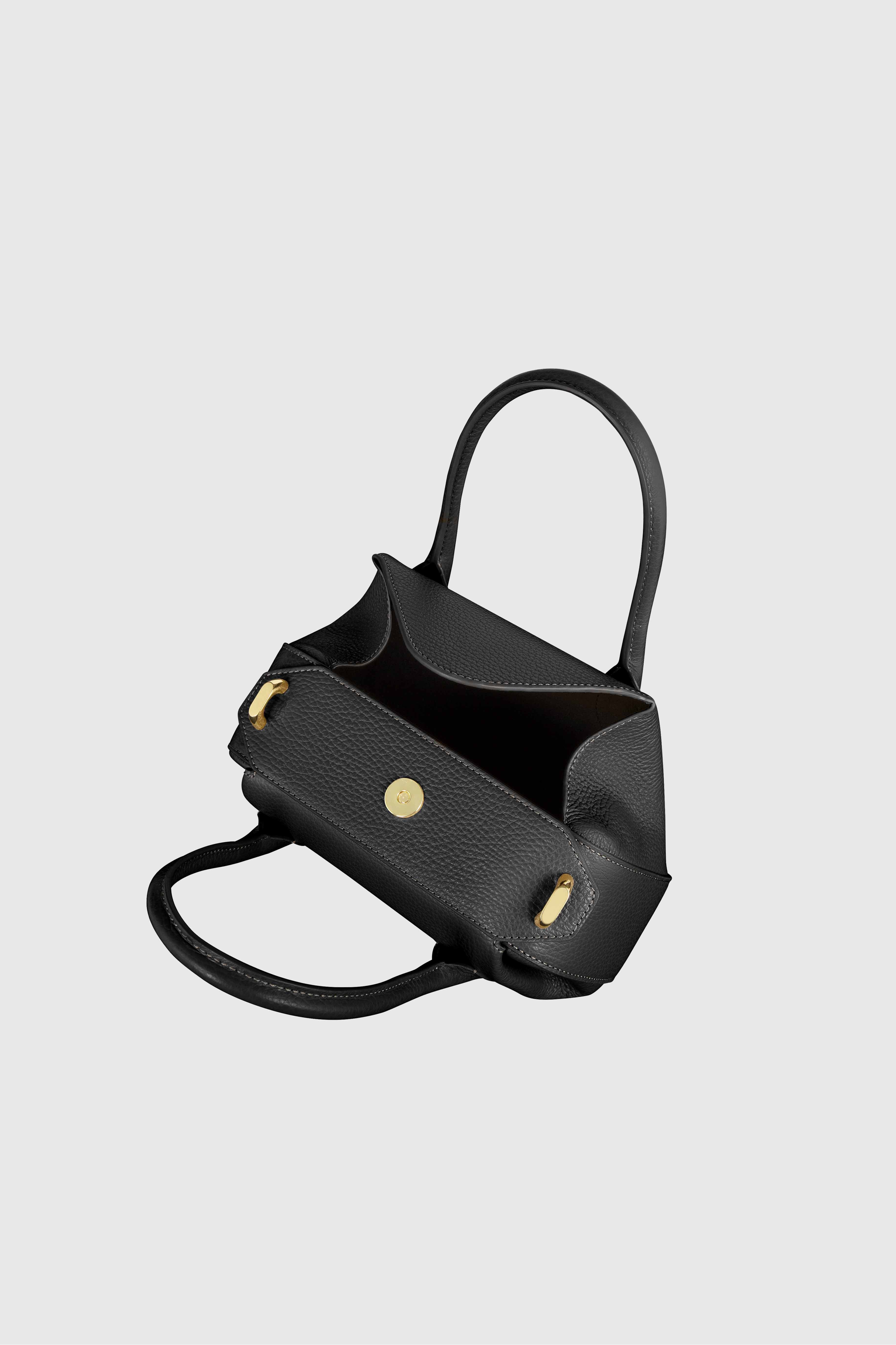 OYSTER MINI DUFFLE - BLACK PEBBLE GRAINED LEATHER – Yuzefi