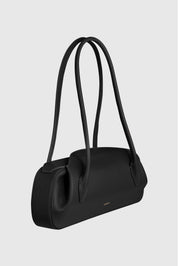 OYSTER SHOULDER BAG - BLACK PEBBLE GRAINED LEATHER