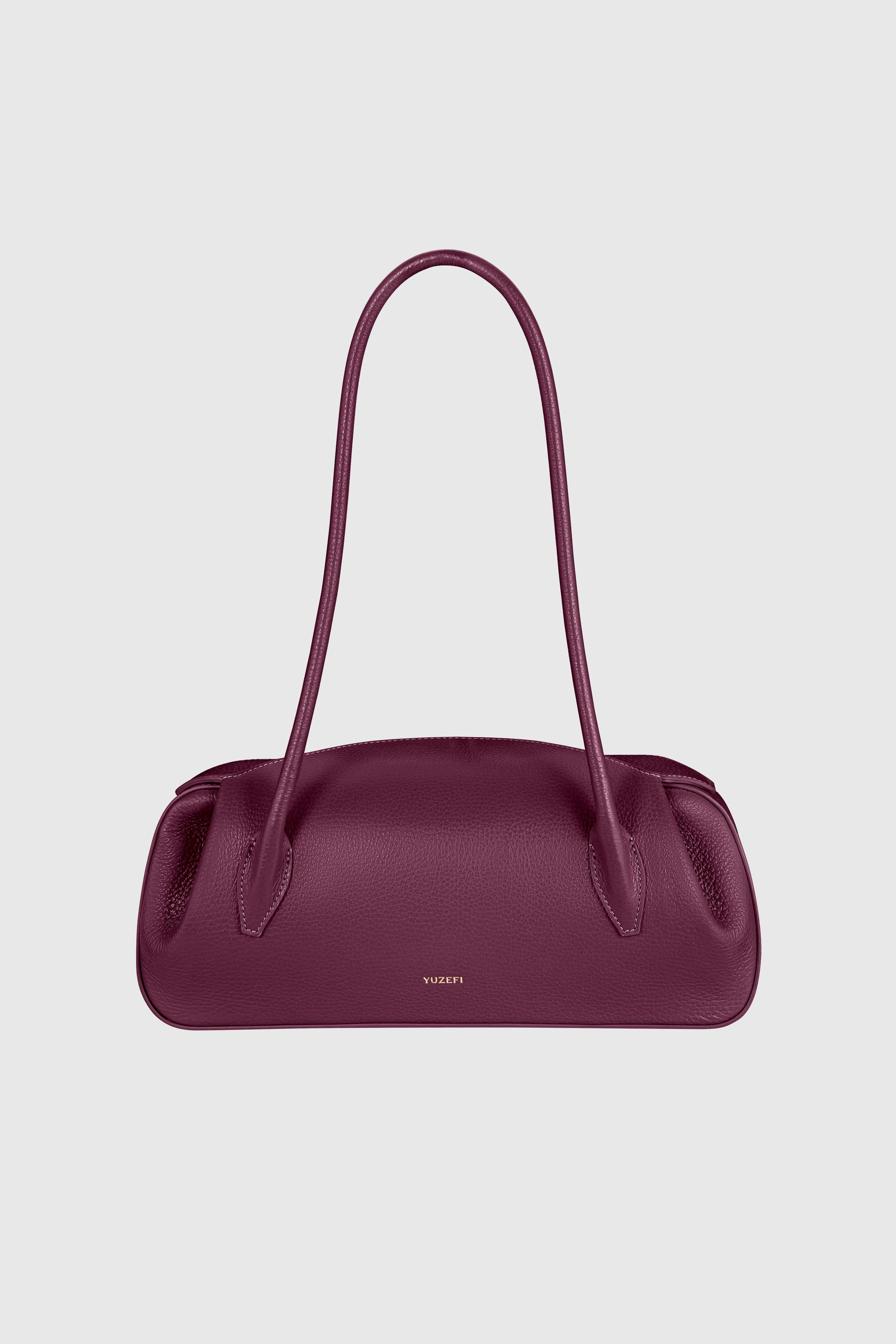 OYSTER SHOULDER BAG - WINE PEBBLE GRAINED LEATHER