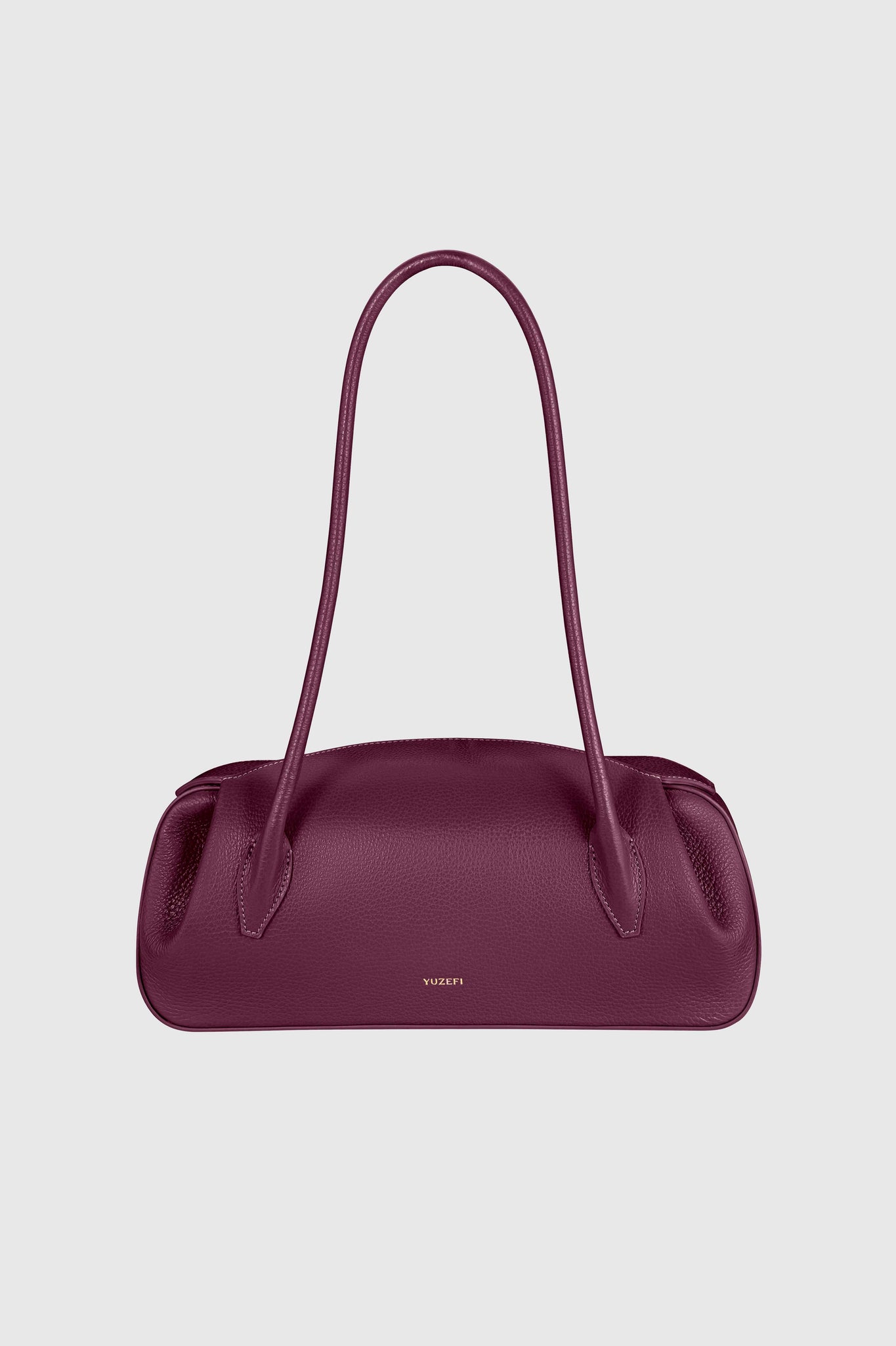 OYSTER SHOULDER BAG WINE PEBBLE GRAINED LEATHER – Yuzefi