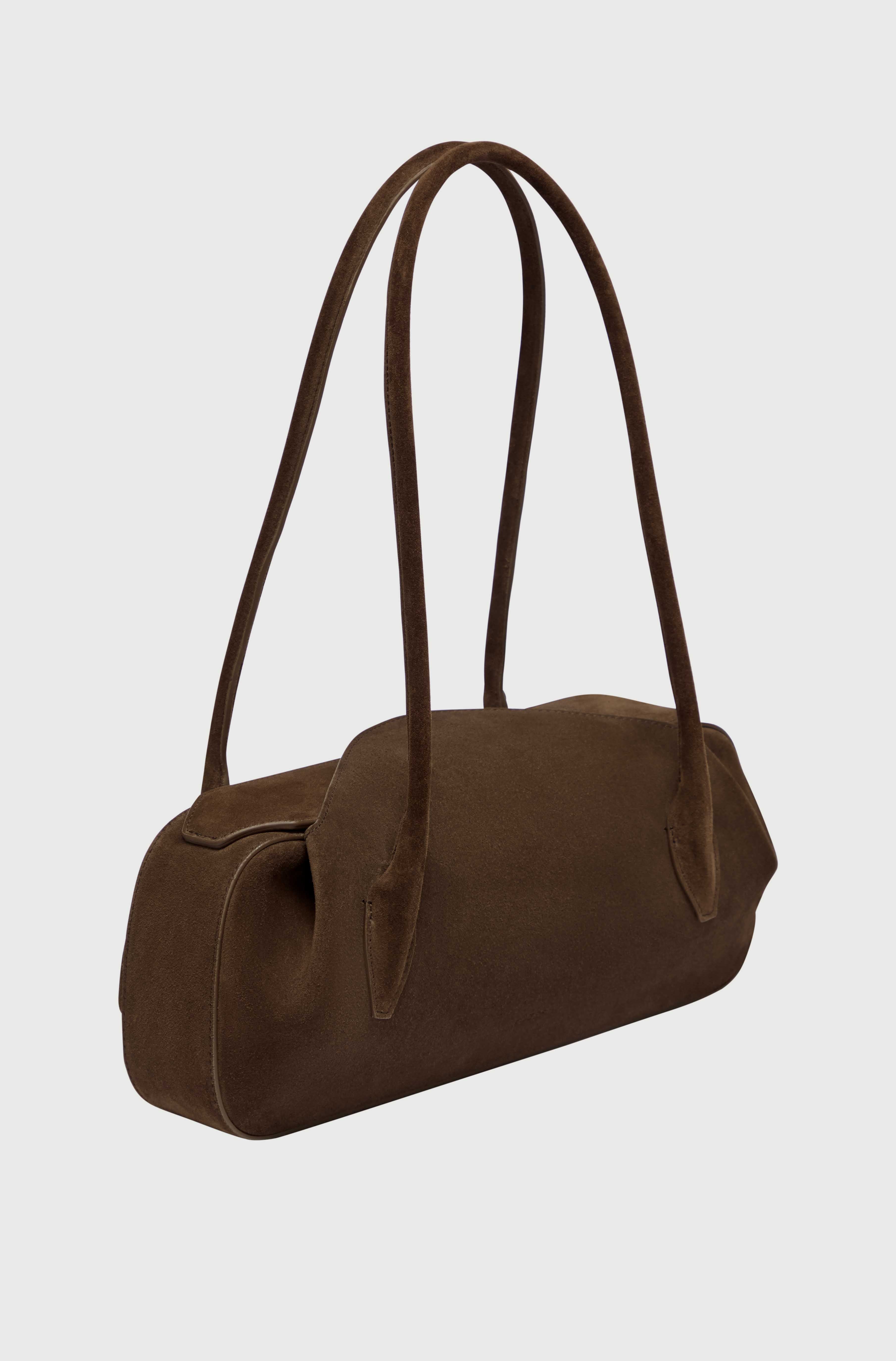 OYSTER SHOULDER BAG - CHOCOLATE SUEDE