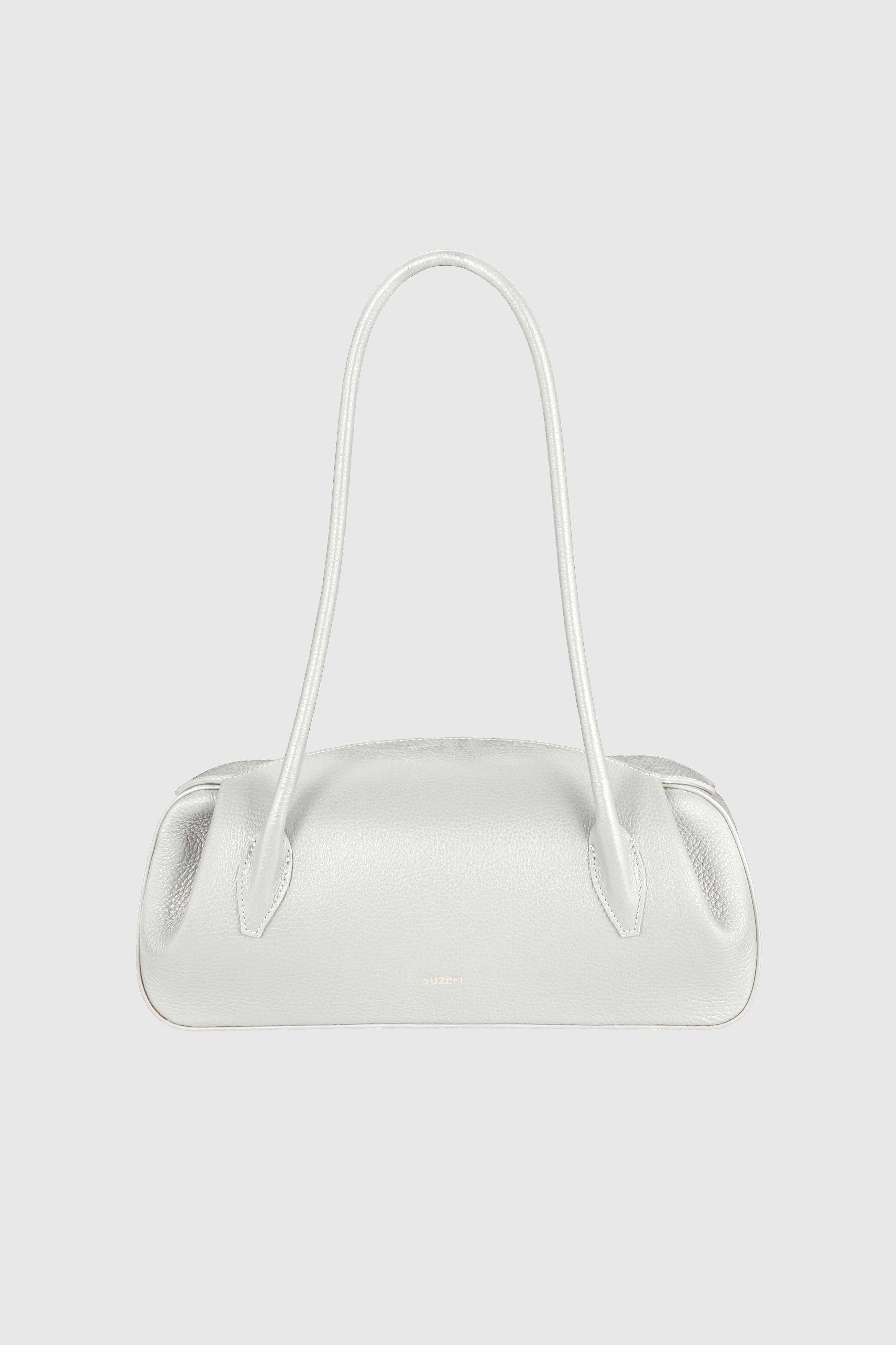 OYSTER SHOULDER BAG - BIANCO PEBBLE GRAINED LEATHER