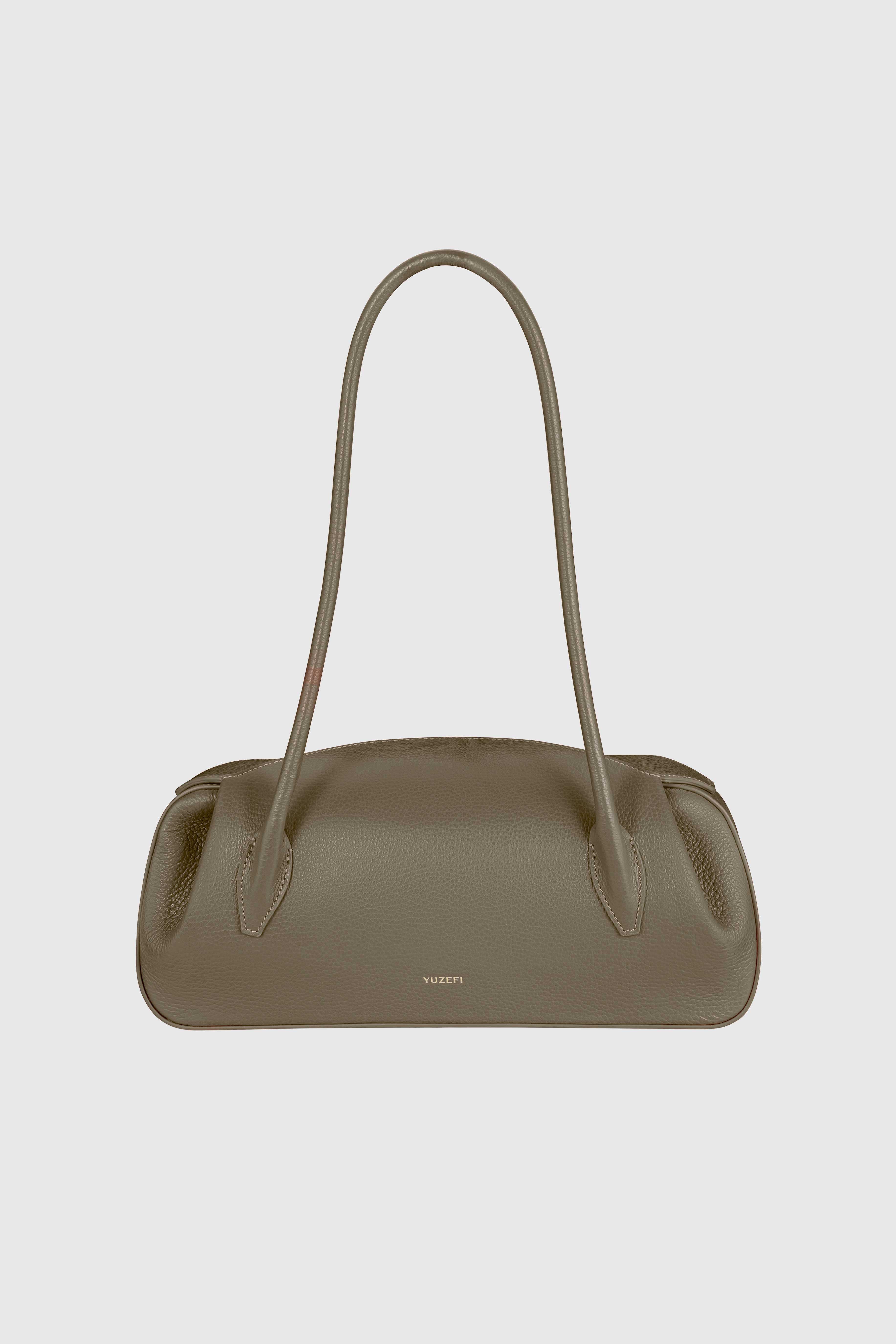 OYSTER SHOULDER BAG - TAUPE PEBBLE GRAINED LEATHER