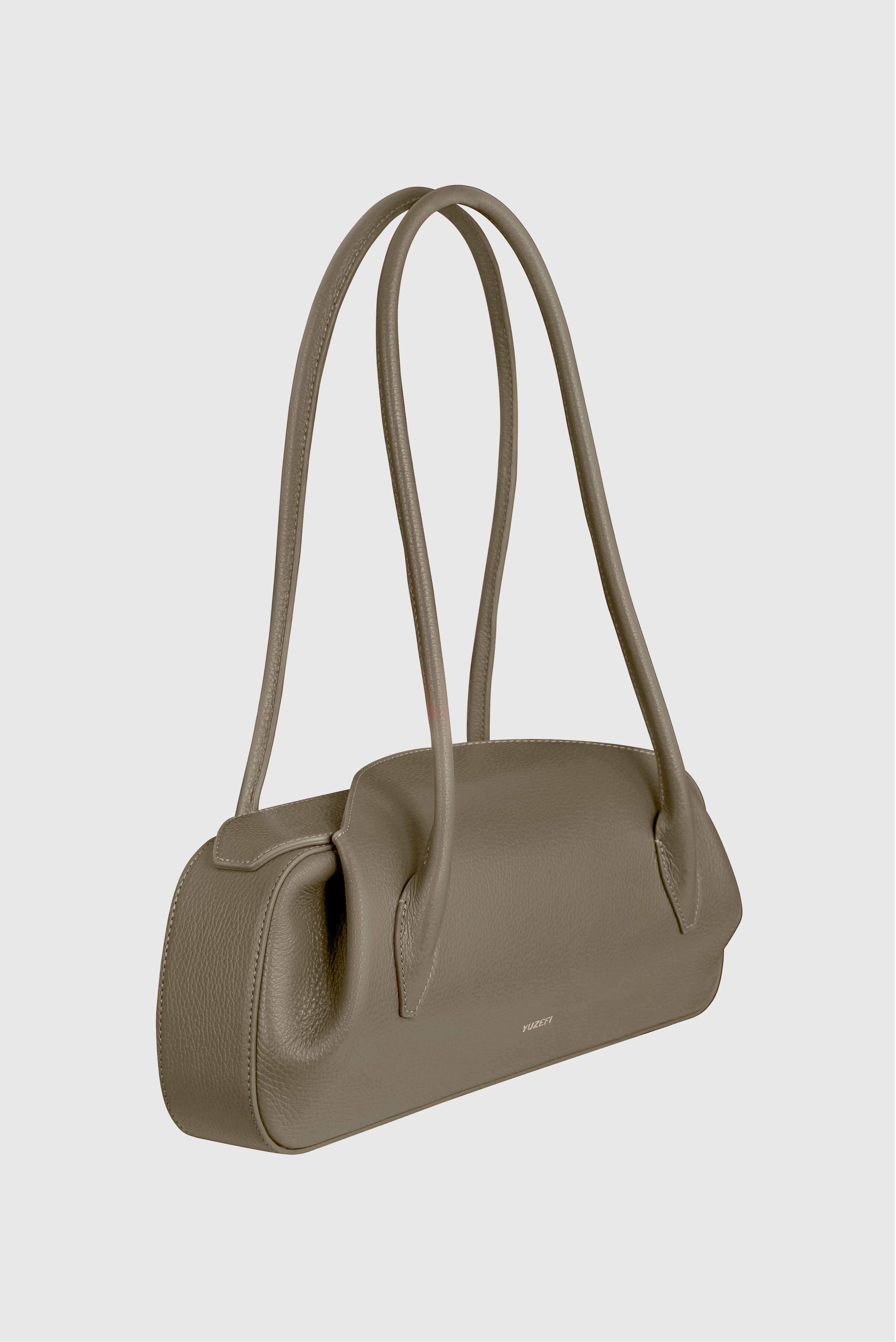 OYSTER SHOULDER BAG - TAUPE PEBBLE GRAINED LEATHER