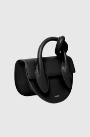 PRETZEL - BLACK PEBBLE GRAINED LEATHER