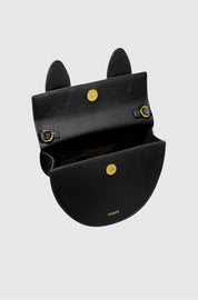 PRETZEL - BLACK PEBBLE GRAINED LEATHER