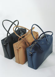 LARGE BRIOCHE DUFFLE - MIDNIGHT PEBBLE GRAINED LEATHER