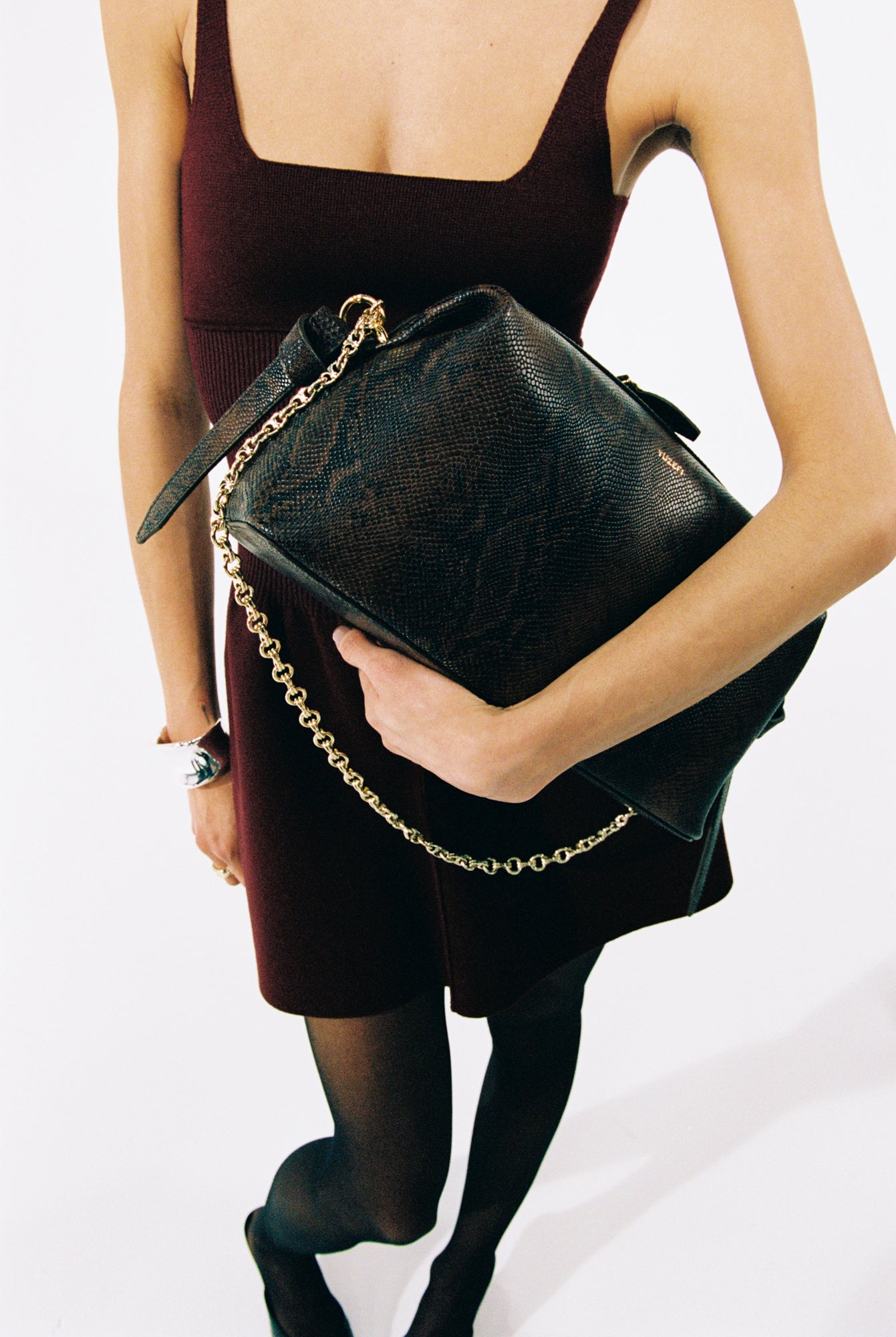BRIOCHE POUCH - EMBOSSED SNAKE COWHIDE LEATHER