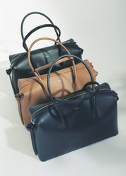 LARGE BRIOCHE DUFFLE - BLACK SMOOTH LEATHER