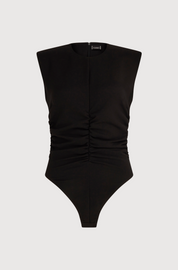 RUCHED BODYSUIT - BLACK