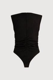 RUCHED BODYSUIT - BLACK