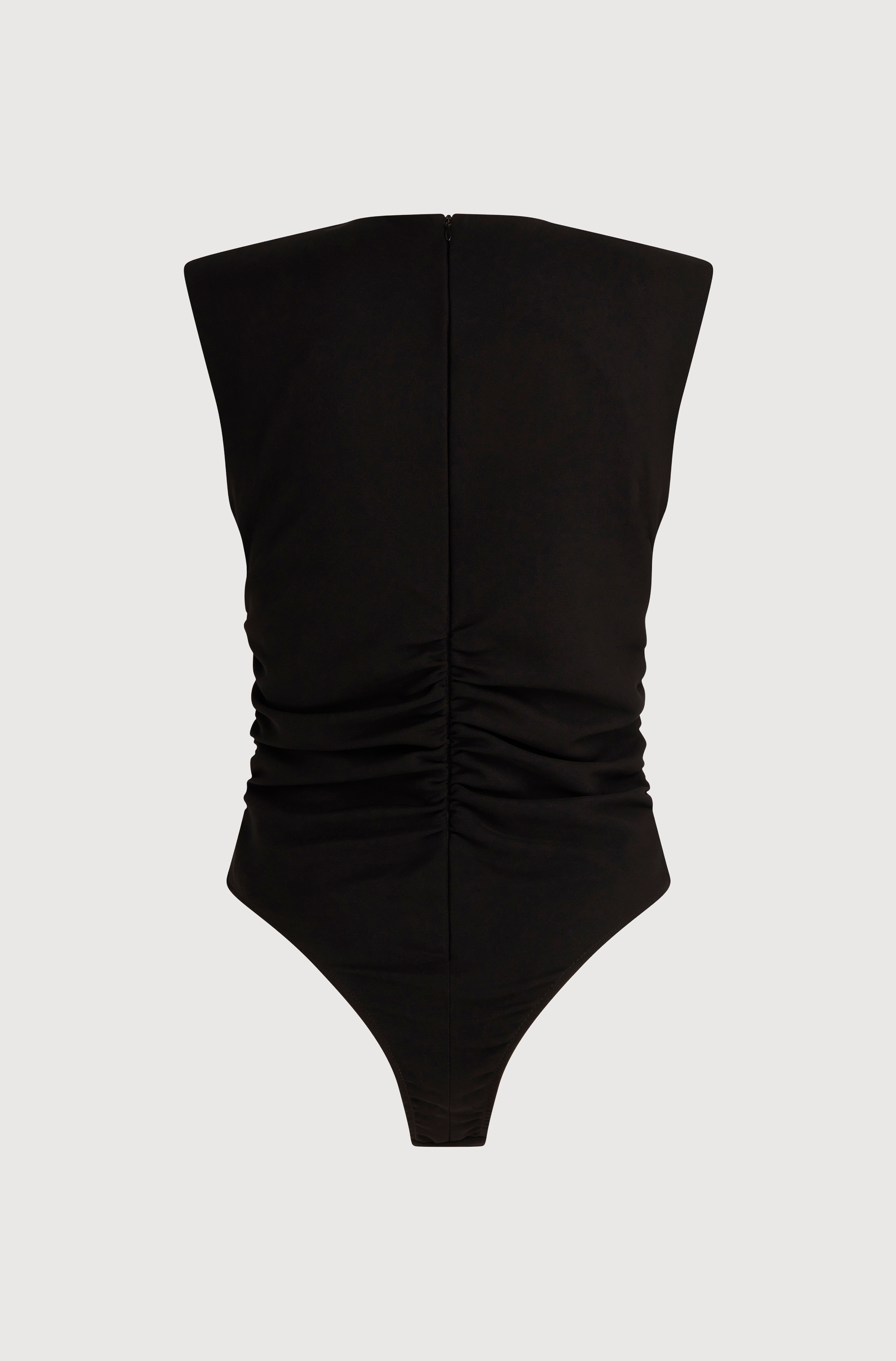 RUCHED BODYSUIT - BLACK