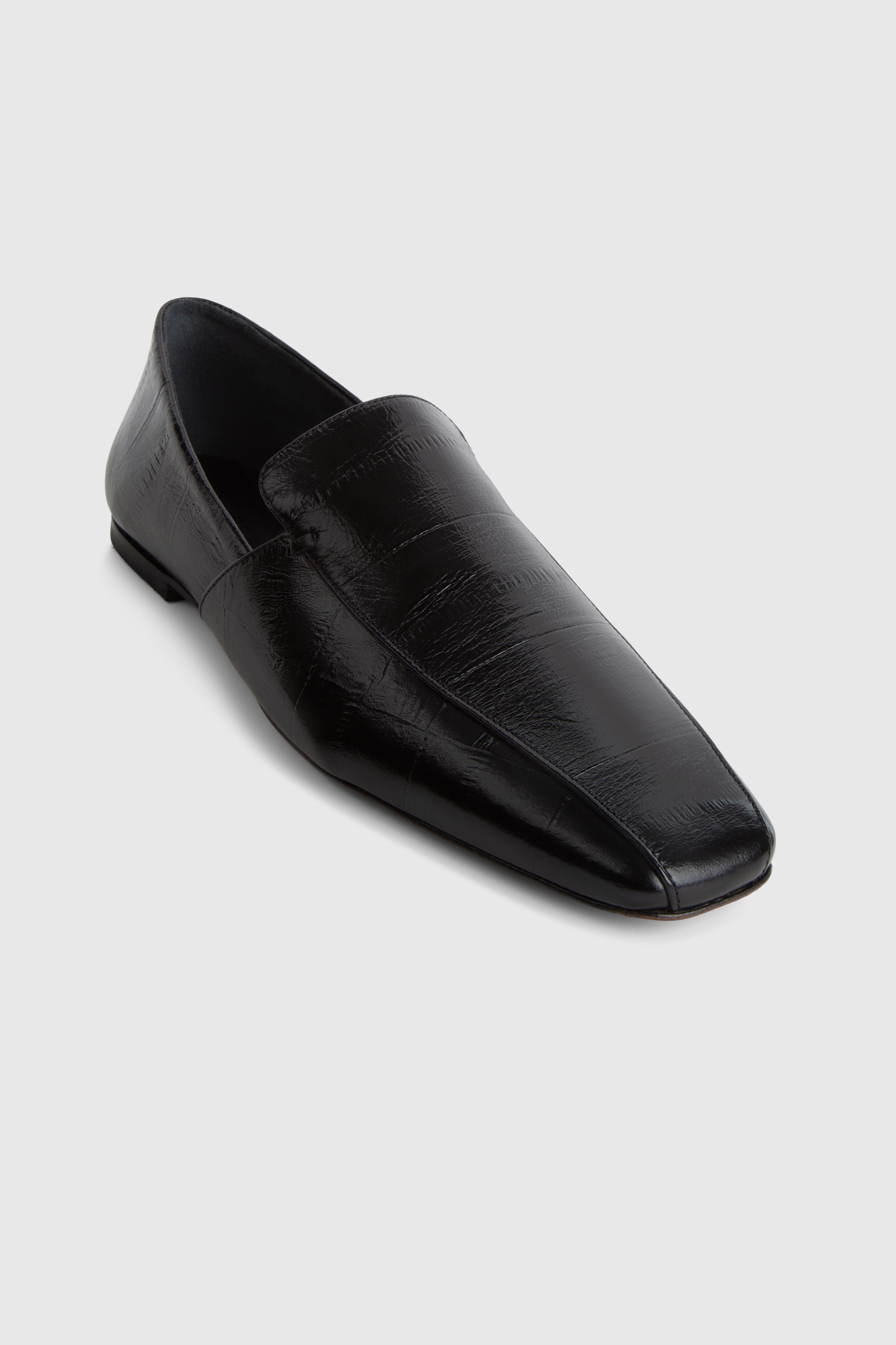 SAHRA LOAFER - EMBOSSED BLACK EEL LEATHER