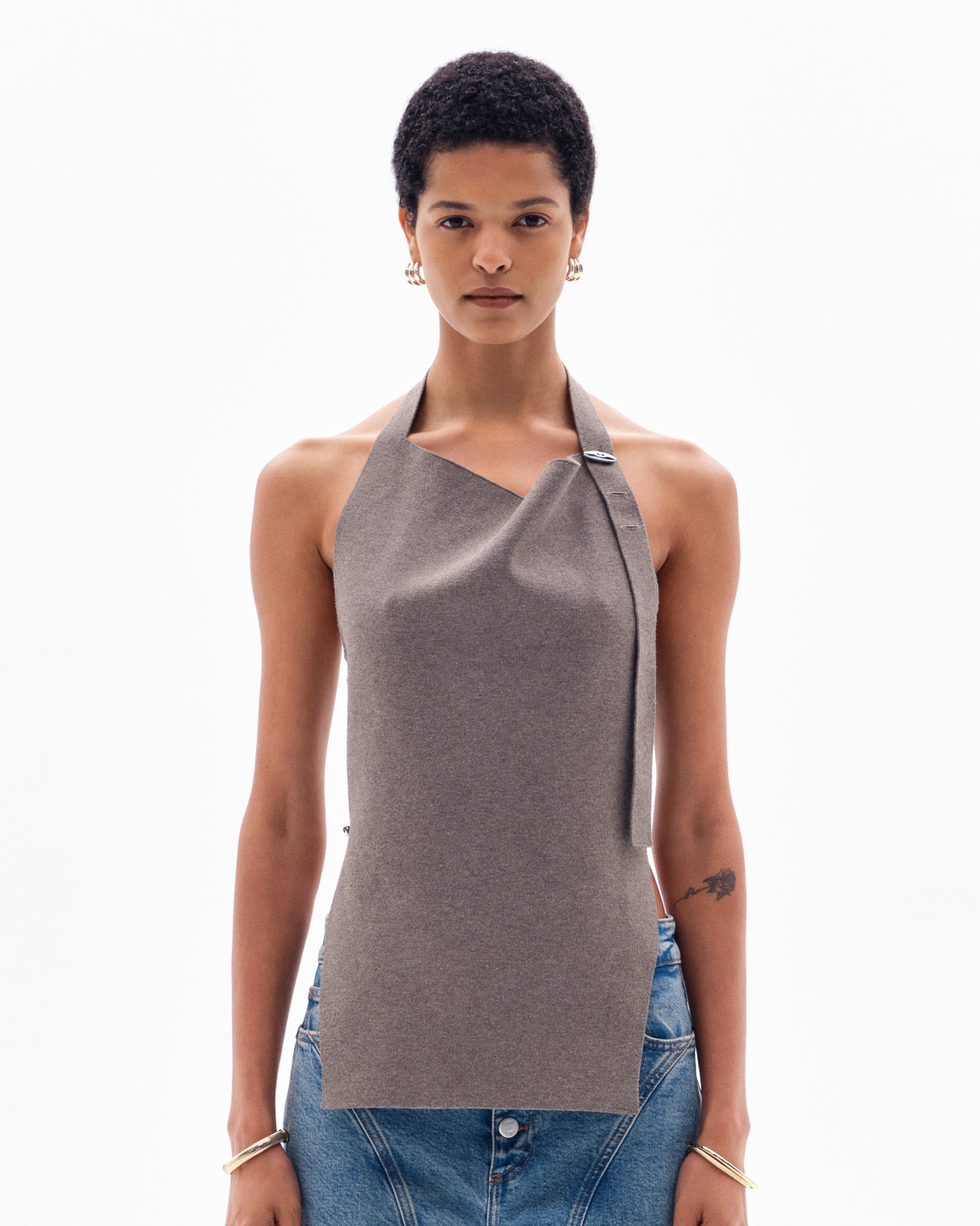 SAVAN MILANO HALTER TOP - CLAY