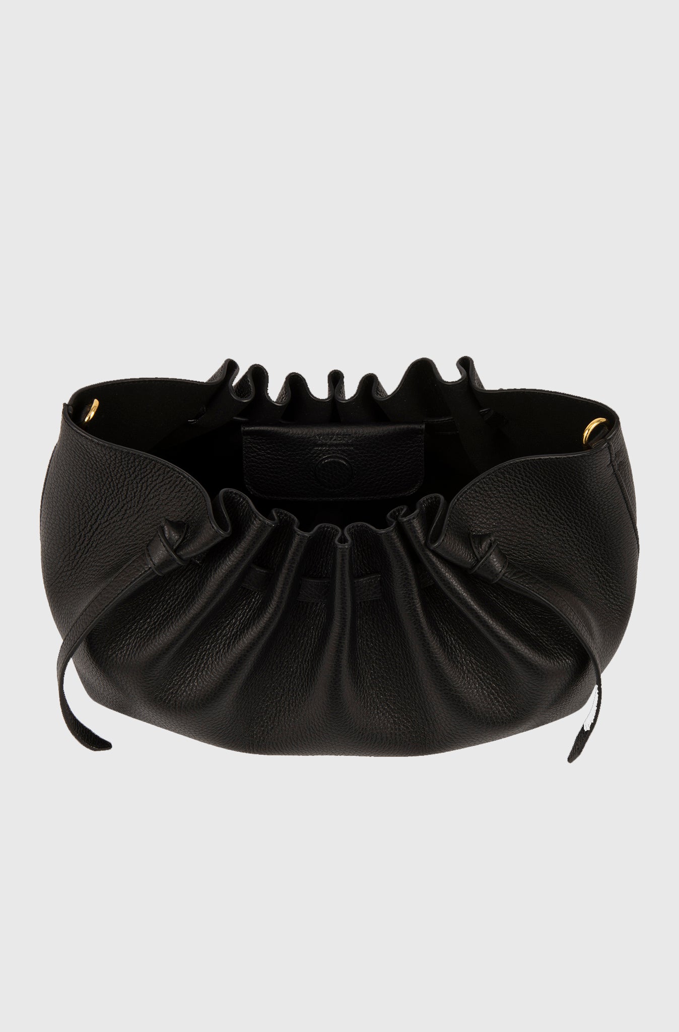 SCALLOP CLUTCH - BLACK PEBBLE GRAINED LEATHER