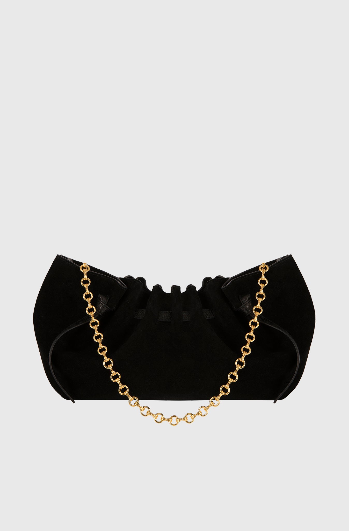 SCALLOP CLUTCH- BLACK SUEDE