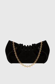 SCALLOP CLUTCH- BLACK SUEDE