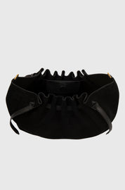 SCALLOP CLUTCH- BLACK SUEDE