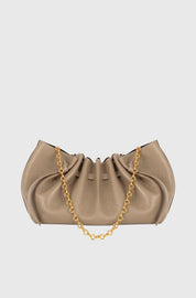 SCALLOP CLUTCH - CLAY PEBBLE GRAINED LEATHER