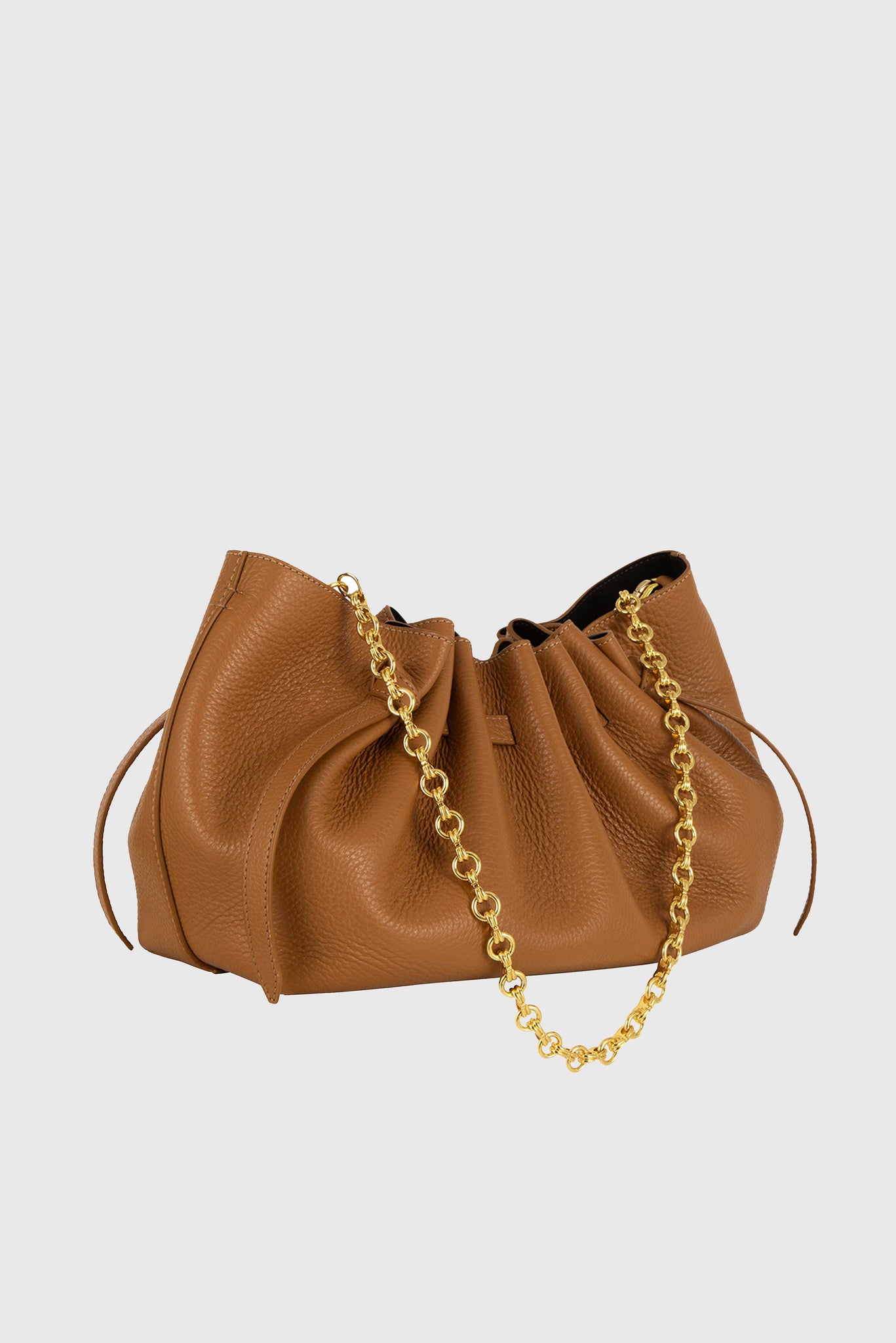 SCALLOP CLUTCH- CINNAMON PEBBLE GRAINED  LEATHER