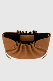 SCALLOP CLUTCH- CINNAMON PEBBLE GRAINED  LEATHER