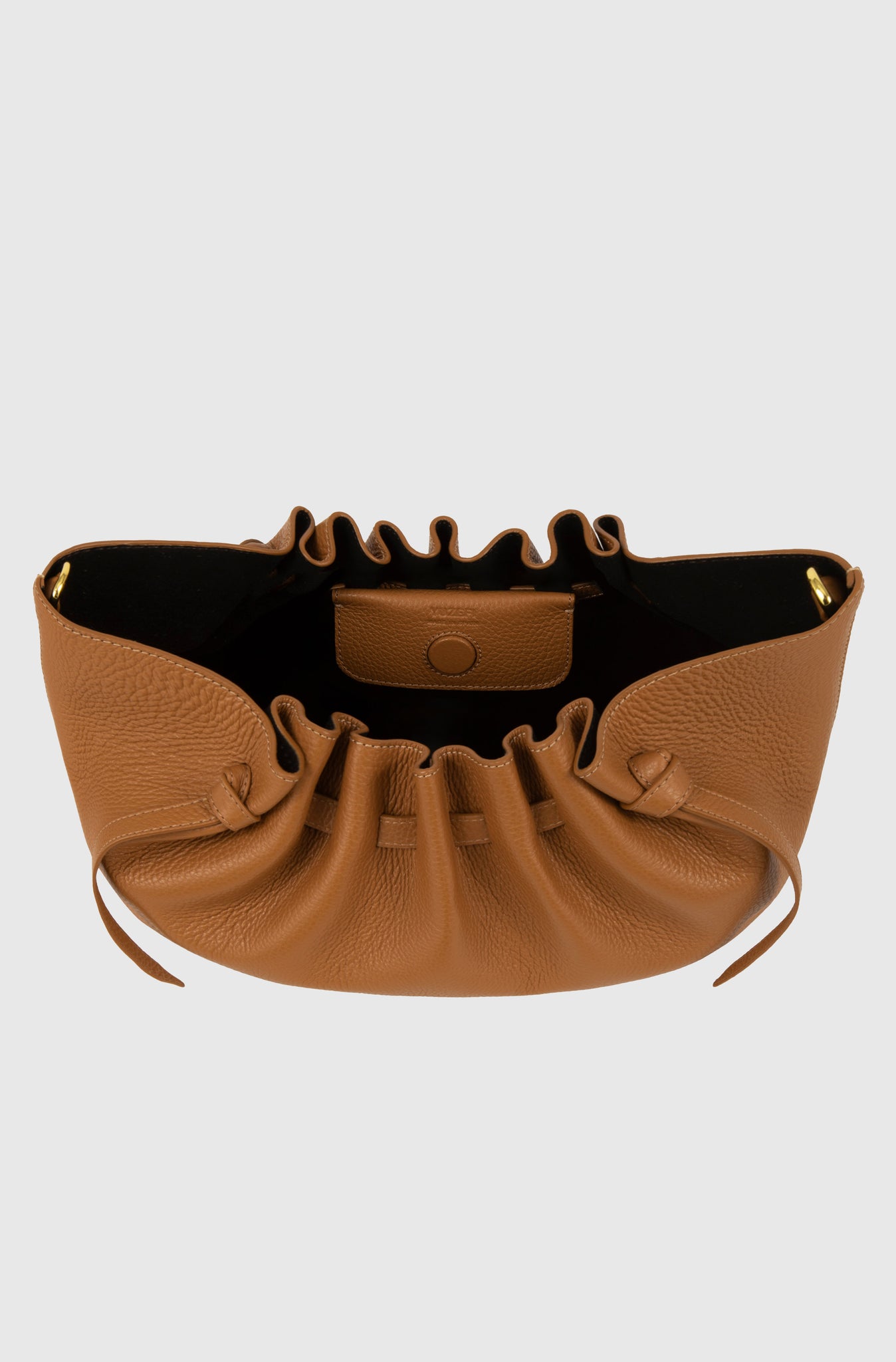 SCALLOP CLUTCH- CINNAMON PEBBLE GRAINED  LEATHER