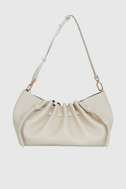 SCALLOP CLUTCH - CREAM PEBBLE GRAINED LEATHER