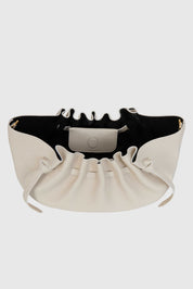 SCALLOP CLUTCH - CREAM PEBBLE GRAINED LEATHER