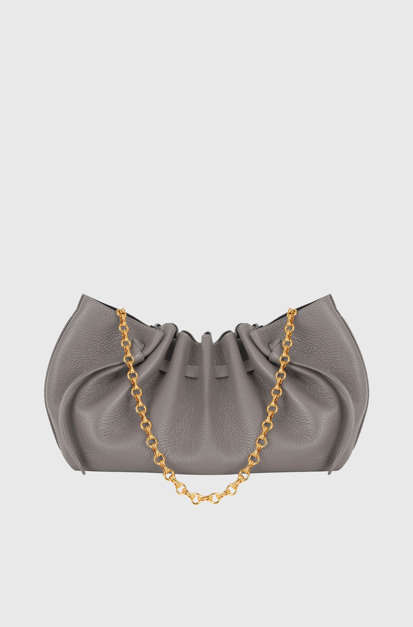 SCALLOP CLUTCH - ZINC PEBBLE GRAINED LEATHER