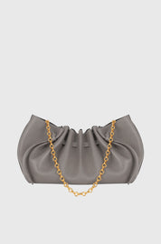 SCALLOP CLUTCH - ZINC PEBBLE GRAINED LEATHER