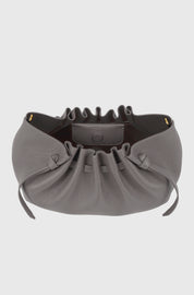 SCALLOP CLUTCH - ZINC PEBBLE GRAINED LEATHER