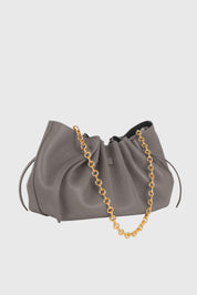 SCALLOP CLUTCH - ZINC PEBBLE GRAINED LEATHER