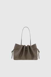 SCALLOP SHOULDER BAG - TAUPE PEBBLE GRAINED LEATHER