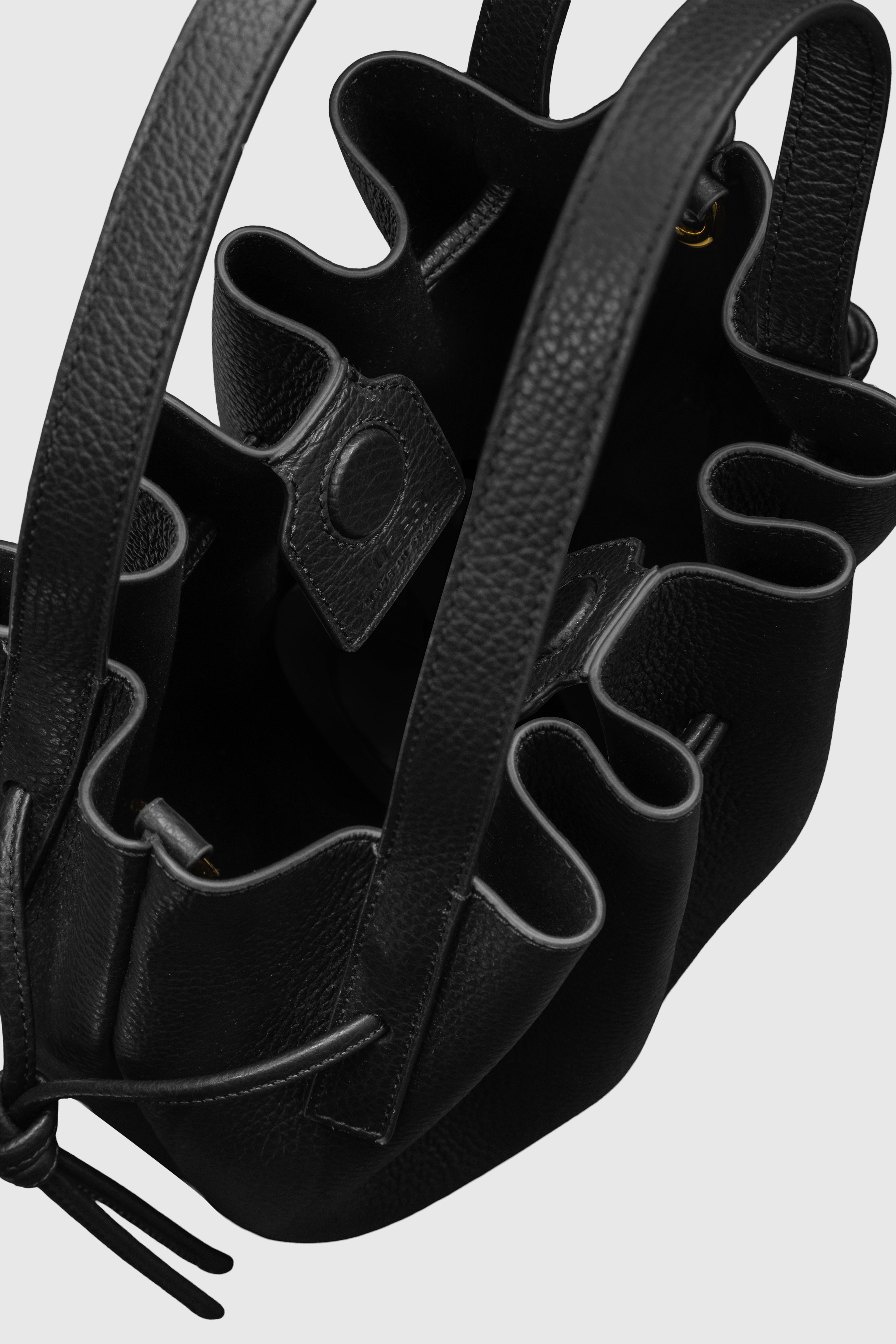 SCALLOP MINI TOTE - BLACK PEBBLE GRAINED LEATHER