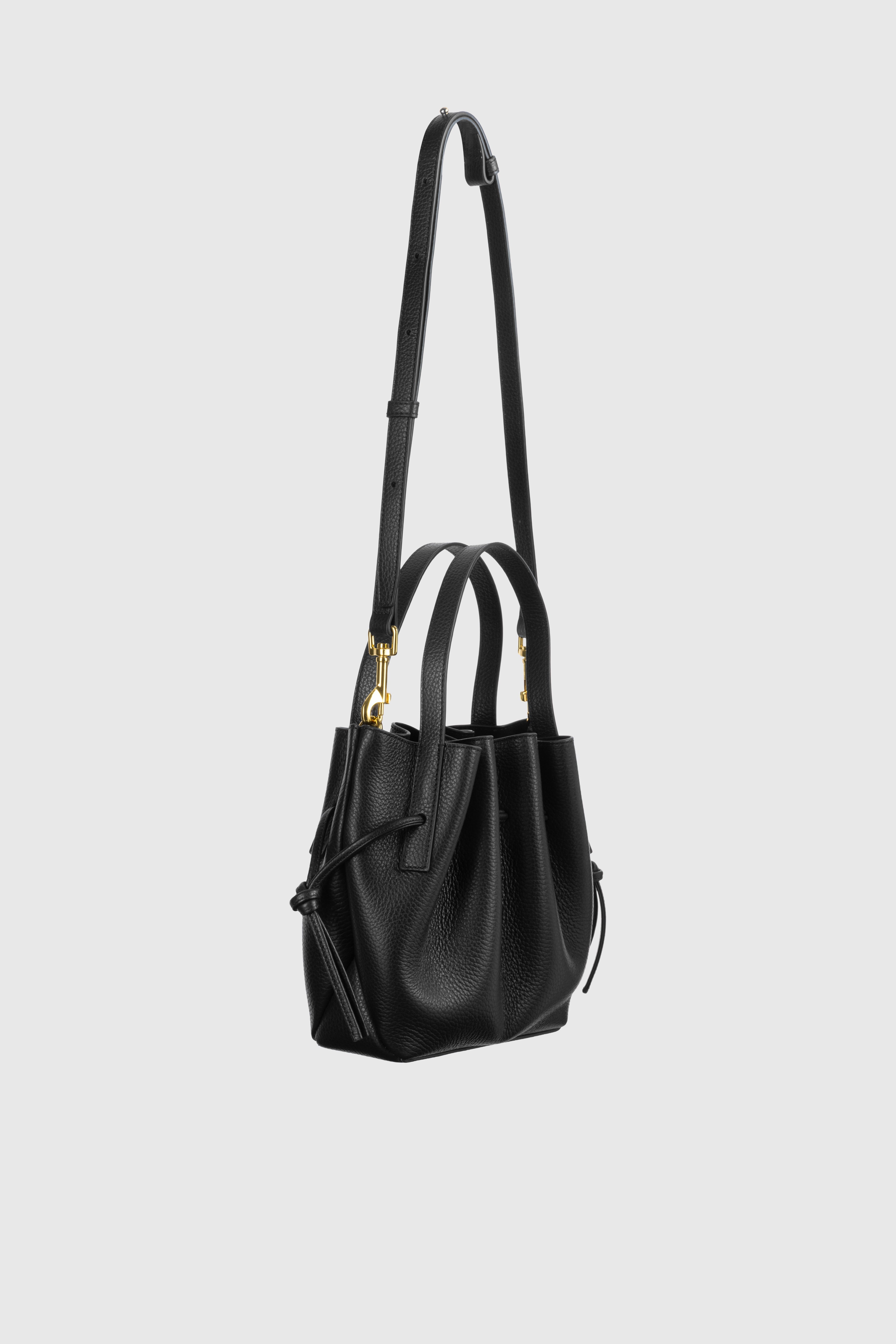 SCALLOP MINI TOTE - BLACK PEBBLE GRAINED LEATHER