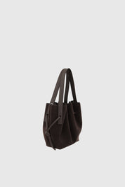 SCALLOP MINI TOTE - GANACHE SUEDE