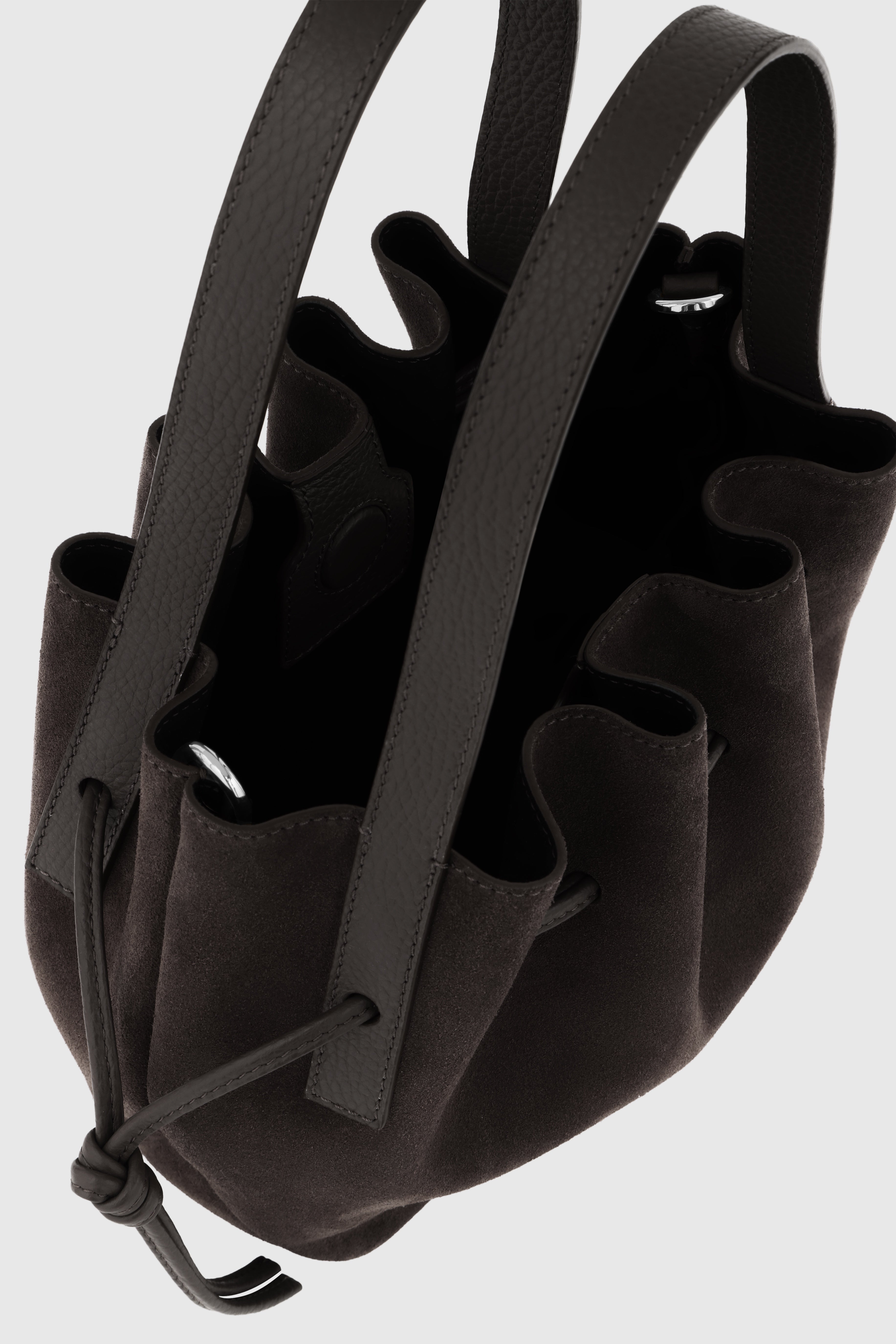 SCALLOP MINI TOTE - GANACHE SUEDE