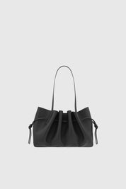 SCALLOP SHOULDER BAG - BLACK PEBBLE GRAINED LEATHER