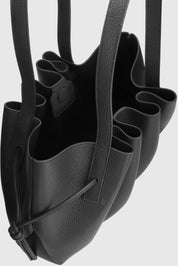 SCALLOP SHOULDER BAG - BLACK PEBBLE GRAINED LEATHER