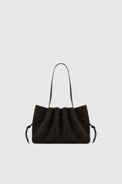 SCALLOP SHOULDER BAG - GANACHE SUEDE