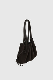 SCALLOP SHOULDER BAG - GANACHE SUEDE