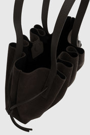 SCALLOP SHOULDER BAG - GANACHE SUEDE