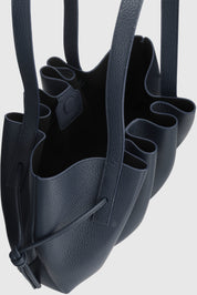 SCALLOP SHOULDER BAG - MIDNIGHT PEBBLE GRAINED LEATHER