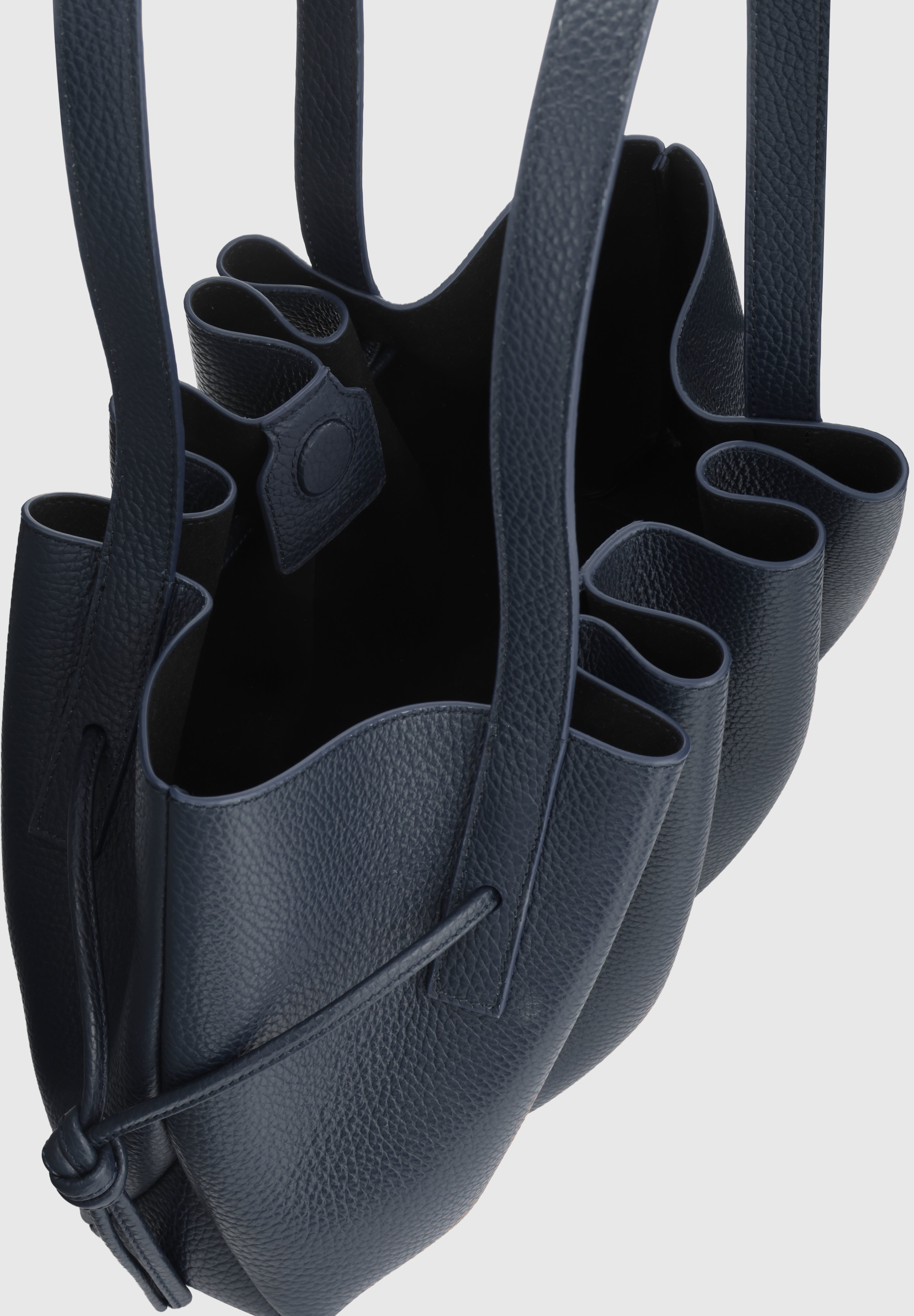 SCALLOP SHOULDER BAG - MIDNIGHT PEBBLE GRAINED LEATHER