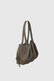 SCALLOP SHOULDER BAG - TAUPE PEBBLE GRAINED LEATHER